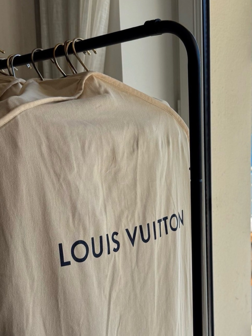 Louis Vuitton Cream Garment Cover with Navy Logo